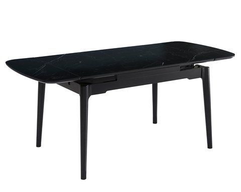 Стіл DUBLIN CERAMIC Intarsio 120(180)*80 чорний мат/чорний каркас фотографія