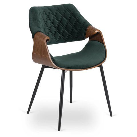 Стілець оксамитовий MEBEL ELITE DAKOTA Velvet, Зелений / горіховий фотографія
