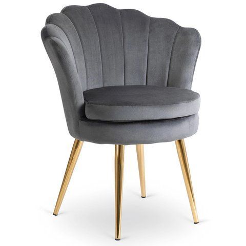 Стул бархатный MEBEL ELITE VIOLA Velvet Серый/золото фотография