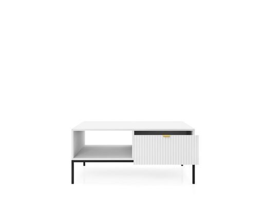 Стіл журнальний Perfect Home Нова / Nova з 2 шухлядами та чорними ніжками L104 Білий фотографія
