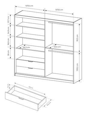 Шкаф полукупе Perfect Home Талли / Tally 4-дверный с зеркалом 4D2S/220 Дуб артизан/антрацит фотография