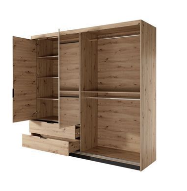 Шкаф полукупе Perfect Home Талли / Tally 4-дверный с зеркалом 4D2S/220 Дуб артизан/антрацит фотография