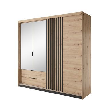 Шкаф полукупе Perfect Home Талли / Tally 4-дверный с зеркалом 4D2S/220 Дуб артизан/антрацит фотография