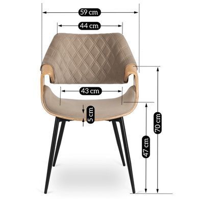 Стілець оксамитовий MEBEL ELITE DAKOTA Velvet, Дуб золотий / Беж фотографія