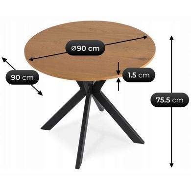Стол MEBEL ELITE LAUREN 90X90 дуб золотой/черный фотография