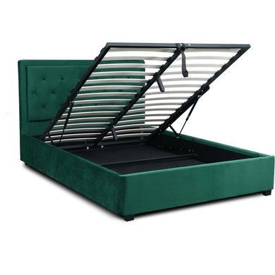 Кровать двуспальная бархатная MEBEL ELITE CROS Velvet 160x200 см Зелений фотография