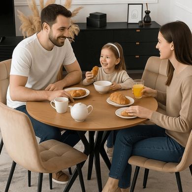 Стол MEBEL ELITE LAUREN 90X90 дуб золотой/черный фотография