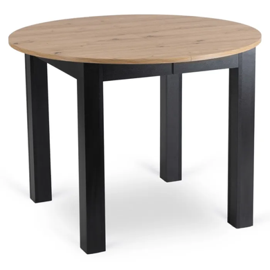 Комплект стол раскладной MEBEL ELITE HARRY 102(142)х102 см Дуб Артизан/ Черный +4 стула DALVIN черная экокожа фотография