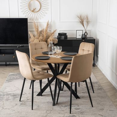 Стол MEBEL ELITE LAUREN 90X90 дуб золотой/черный фотография