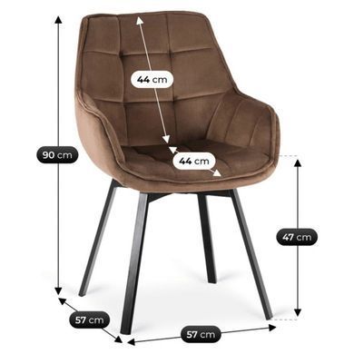 Стілець поворотний оксамитовий MEBEL ELITE LUNA Velvet Коричневий фотографія