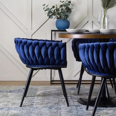 Стул бархатный MEBEL ELITE EMPOLI Velvet Темно-синий фотография