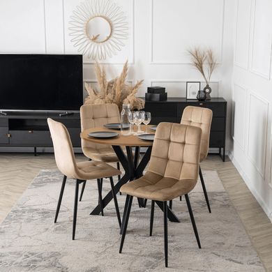 Стол MEBEL ELITE LAUREN 90X90 дуб золотой/черный фотография