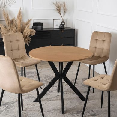Стол MEBEL ELITE LAUREN 90X90 дуб золотой/черный фотография