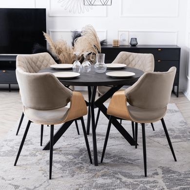 Стілець оксамитовий MEBEL ELITE DAKOTA Velvet, Дуб золотий / Беж фотографія
