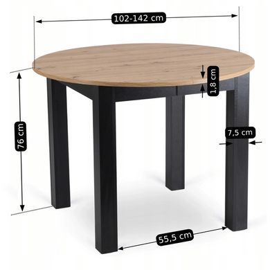 Комплект стіл розкладний MEBEL ELITE HARRY 102(142)х102 см Дуб Артизан/ Чорний +4 стільці LILAC Беж фотографія