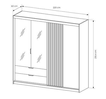 Шкаф полукупе Perfect Home Талли / Tally 4-дверный с зеркалом 4D2S/220 Дуб артизан/антрацит фотография