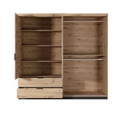 Шкаф полукупе Perfect Home Талли / Tally 4-дверный с зеркалом 4D2S/220 Дуб артизан/антрацит фотография