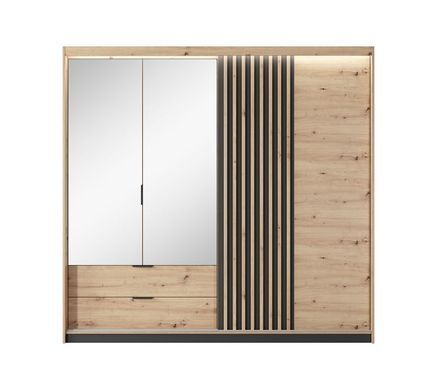 Шкаф полукупе Perfect Home Талли / Tally 4-дверный с зеркалом 4D2S/220 Дуб артизан/антрацит фотография