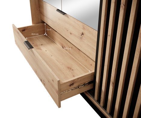Шкаф полукупе Perfect Home Талли / Tally 4-дверный с зеркалом 4D2S/220 Дуб артизан/антрацит фотография