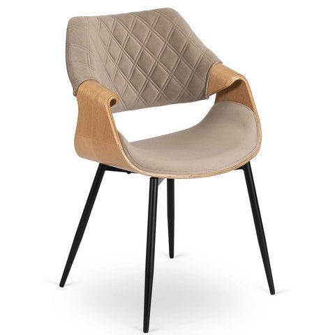 Стілець оксамитовий MEBEL ELITE DAKOTA Velvet, Дуб золотий / Беж фотографія