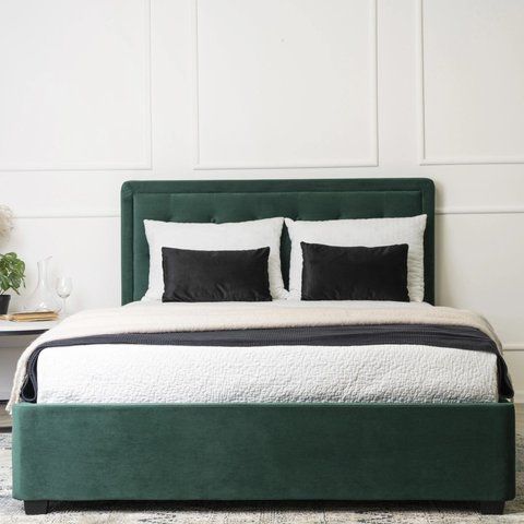 Ліжко двоспальне оксамитове MEBEL ELITE CROS Velvet 160x200 см Зелений фотографія