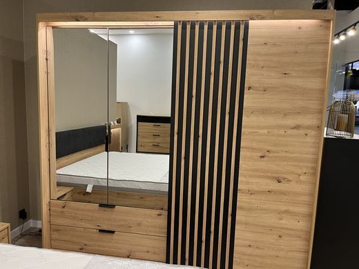 Шкаф полукупе Perfect Home Талли / Tally 4-дверный с зеркалом 4D2S/220 Дуб артизан/антрацит фотография