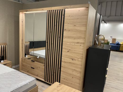 Шкаф полукупе Perfect Home Талли / Tally 4-дверный с зеркалом 4D2S/220 Дуб артизан/антрацит фотография
