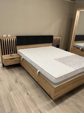 Кровать (каркас) Perfect Home Талли / Tally 160 с мягким изголовьем двуспальная Дуб артизан/антрацит фотография