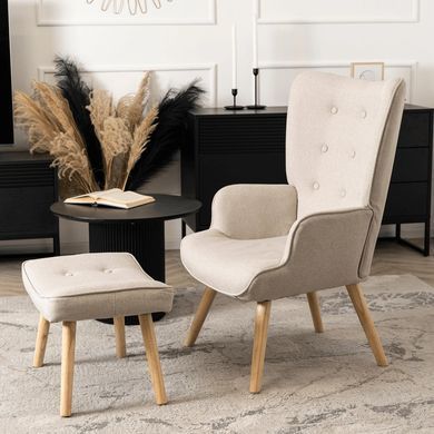 Крісло м'яке з підставкою для ніг MEBEL ELITE LOZANO 2 тканина Беж фотографія