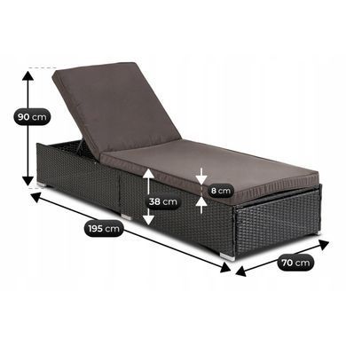 Шезлонг LARGO MEBEL ELITE чорний/коричневий