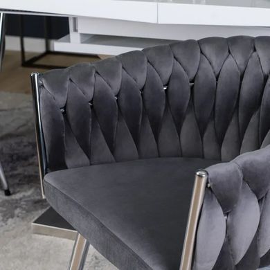Стілець оксамитовий MEBEL ELITE SIENA Velvet Сірий / хром фотографія