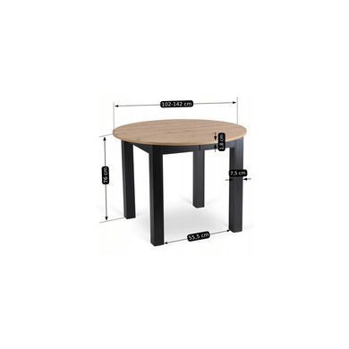Комплект стіл розкладний MEBEL ELITE HARRY 102(142)х102 см Дуб Артизан/ Чорний +4 стільці PERU Беж фотографія