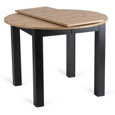 Комплект стол раскладной MEBEL ELITE HARRY 102(142)х102 см Дуб Артизан/ Черный +6 стула DALVIN черная экокожа фотография