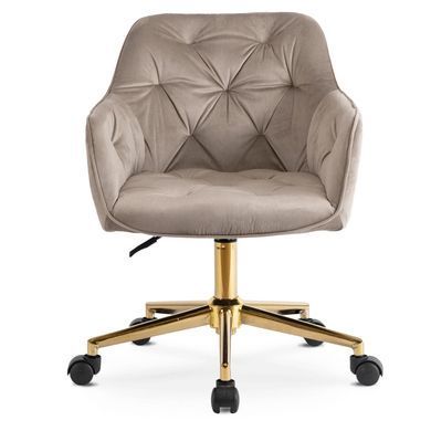 Стул офисный поворотный бархатный MEBEL ELITE KONOR Velvet Беж/золото фотография
