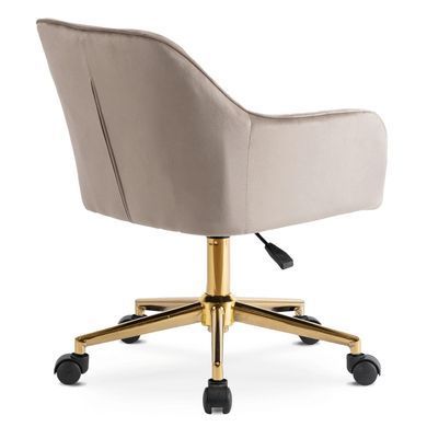 Стул офисный поворотный бархатный MEBEL ELITE KONOR Velvet Беж/золото фотография