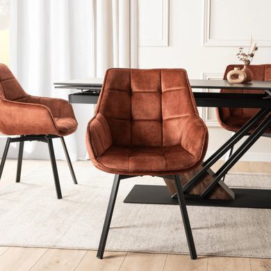 Стілець поворотний оксамитовий MEBEL ELITE LUNA Velvet Рудий фотографія