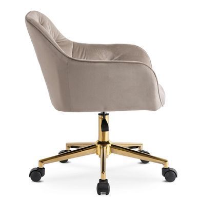Стул офисный поворотный бархатный MEBEL ELITE KONOR Velvet Беж/золото фотография