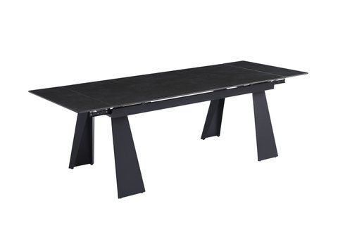 Стол раскладной ARNOLD CERAMIC Intarsio 160(220)*90 Wic dark grey Мат Черный фотография