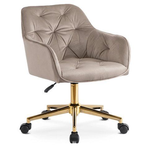 Стілець офісний поворотний оксамитовий MEBEL ELITE KONOR Velvet Беж/золото фотографія