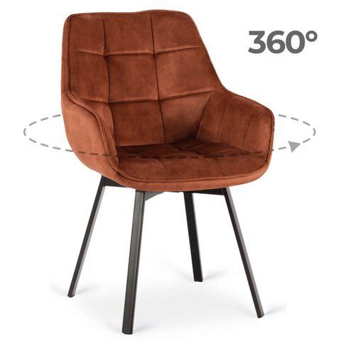 Стілець поворотний оксамитовий MEBEL ELITE LUNA Velvet Рудий фотографія
