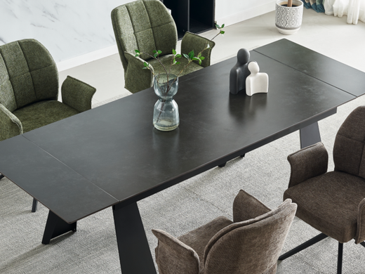 Стіл розкладний ARNOLD CERAMIC Intarsio 160(220)*90 Wic dark grey Мат Чорний фотографія