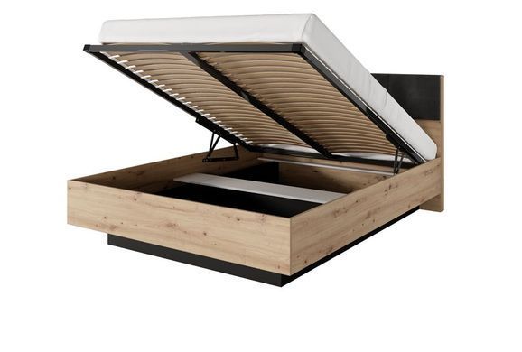 Кровать (каркас) Perfect Home Талли / Tally 160 с мягким изголовьем двуспальная Дуб артизан/антрацит фотография