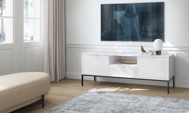 Тумба під телевізор Perfect Home Нова / Nova 1-дверна з 2 ящиками і чорними ніжками RTV154 Білий фотографія