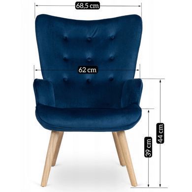 Крісло м'яке оксамитове з підставкою для ніг MEBEL ELITE LOZANO Velvet Синій фотографія