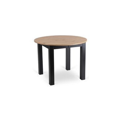 Комплект стіл розкладний MEBEL ELITE HARRY 102(142)х102 см Дуб Артизан/ Чорний +6 стільці PERU Беж фотографія