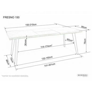 Стіл Розкладний FRESNO Signal 150(210)x90 Дуб / Чорний фотографія