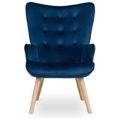 Крісло м'яке оксамитове з підставкою для ніг MEBEL ELITE LOZANO Velvet Синій фотографія