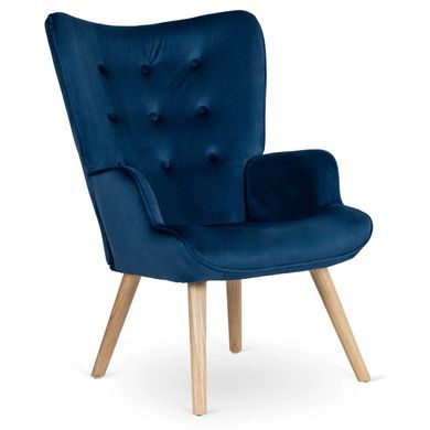 Крісло м'яке оксамитове з підставкою для ніг MEBEL ELITE LOZANO Velvet Синій фотографія