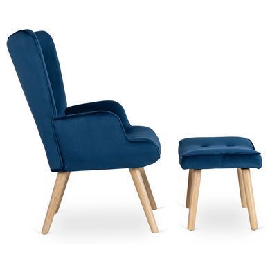 Крісло м'яке оксамитове з підставкою для ніг MEBEL ELITE LOZANO Velvet Синій фотографія