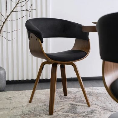 Стілець оксамитовий MEBEL ELITE OHIO 2 Velvet Чорний / Натуральний фотографія